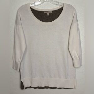 Banana Republic Cream Taupe Cotton Sweater Size S 3/4 Sleeve Color‎ Block 0618